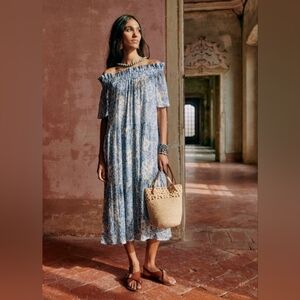 Sezane Floral Ceres Dress Alcazar Blue